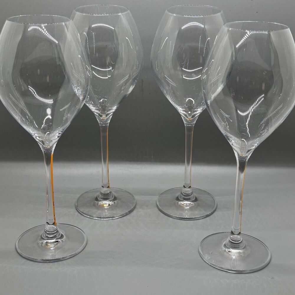 NEW Set Of 4 Veuve Cliquot Champagne Orange Branded Stems Glasses Tulip Flutes - Picture 5 of 10